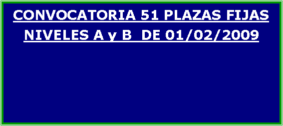 Cuadro de texto: CONVOCATORIA 51 PLAZAS FIJAS NIVELES A y B  DE 01/02/2009