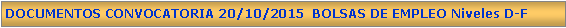 Cuadro de texto: DOCUMENTOS CONVOCATORIA 20/10/2015  BOLSAS DE EMPLEO Niveles D-F