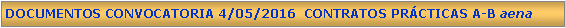 Cuadro de texto: DOCUMENTOS CONVOCATORIA 4/05/2016  CONTRATOS PRCTICAS A-B aena